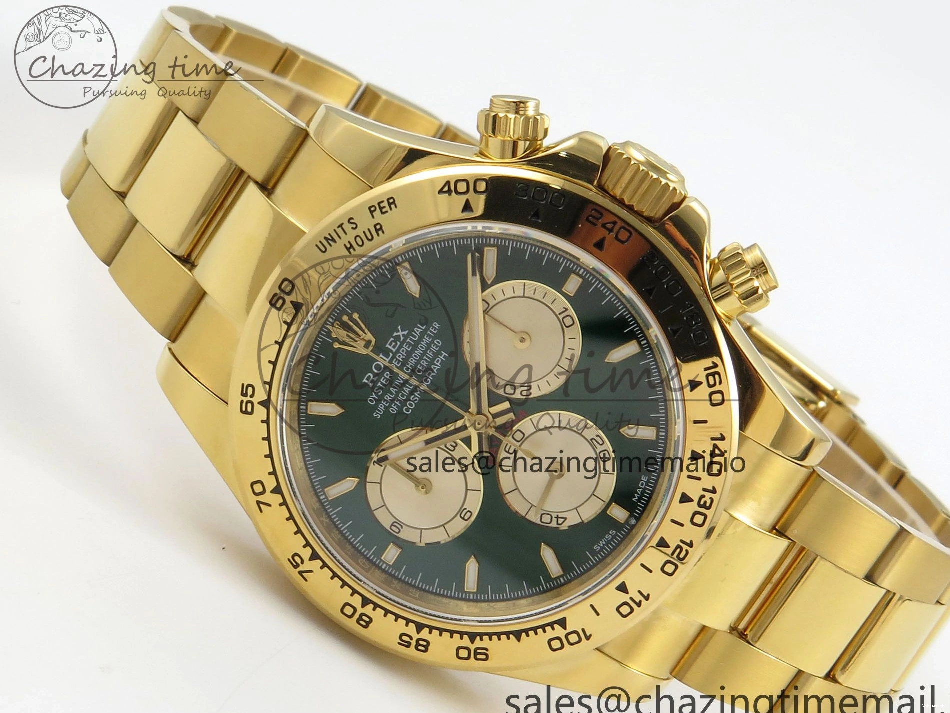 1:1 Edition V6（Gain YG Dial Weight） QF Daytona Best SH4131 Green On 126508 Markers Bracelet Stick 0105